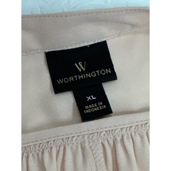 Worthington Pink V Neck Dolman Sleeve Top Women's XL Made in Indonesia Polyester - Picture 3 of 8